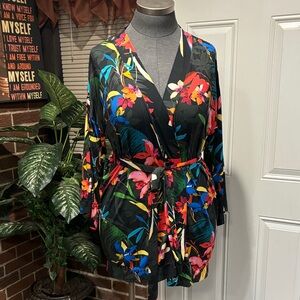 Cacique Floral Kimono Robe - Black, Red, Blue